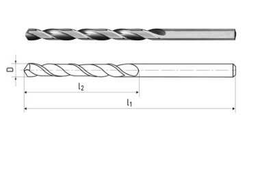 Сверло правое спиральное, диаметр 5 мм, HSS, цилиндрический хвостовик 210010.0500