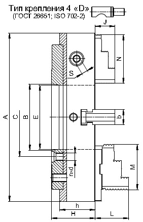 Тип крепления 4 D(ГОСТ 26651; ISO 702-2)